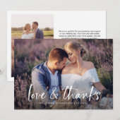 Minimalistische typografie 2 foto bruiloft bedankkaart (Voorkant / Achterkant)