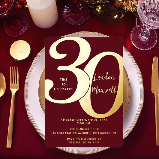 Minimalistische typografie 30 30ste verjaardagsfee folie uitnodiging
