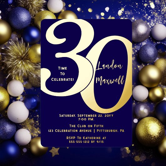 Minimalistische typografie 30 30ste verjaardagsfee folie uitnodiging