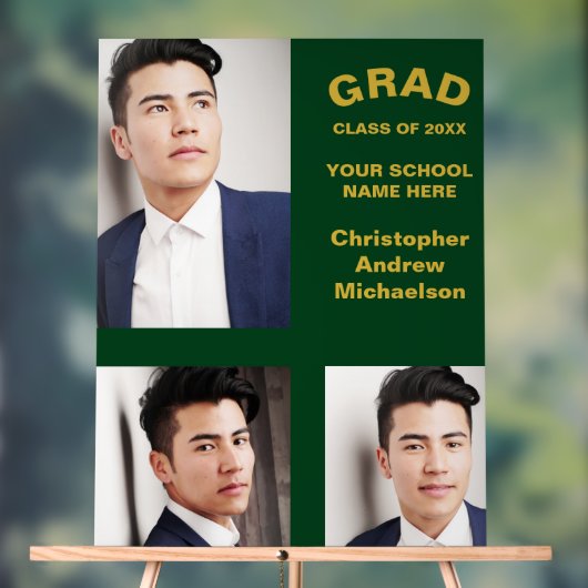 Minimalistische Typografie 3 Foto Afstuderen Acryl Bord (Neutraal)