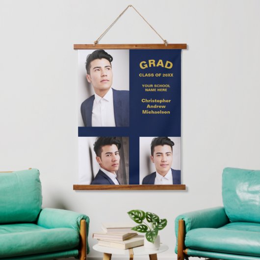 Minimalistische Typografie 3 Foto Afstuderen Hangend Wandkleed (Woonkamer)