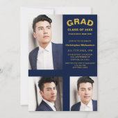 Minimalistische Typografie 3 Foto Afstuderen Kaart (Voorkant)
