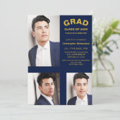 Minimalistische Typografie 3 Foto Afstuderen Kaart (Staand voorkant)