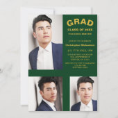 Minimalistische Typografie 3 Foto Afstuderen Kaart (Voorkant)