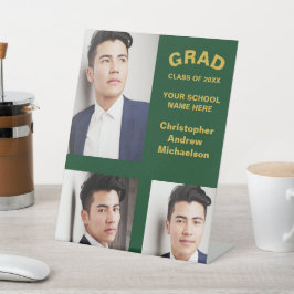 Minimalistische Typografie 3 Foto Afstuderen Reclamebord Met Voetstuk