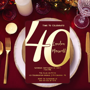 Minimalistische typografie 40 40ste verjaardagsfee folie uitnodiging