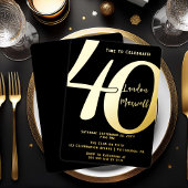 Minimalistische typografie 40 40ste verjaardagsfee folie uitnodiging