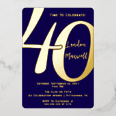 Minimalistische typografie 40 40ste verjaardagsfee folie uitnodiging (Voorkant)