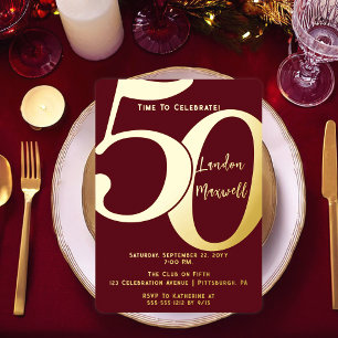 Minimalistische typografie 50 50ste verjaardagsfee folie uitnodiging