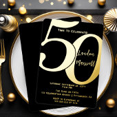 Minimalistische typografie 50 50ste verjaardagsfee folie uitnodiging