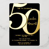 Minimalistische typografie 50 50ste verjaardagsfee folie uitnodiging (Voorkant)
