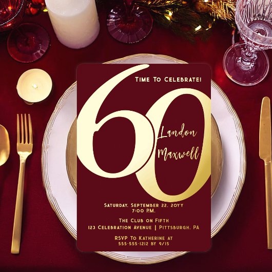 Minimalistische typografie 60 60ste verjaardagsfee folie uitnodiging