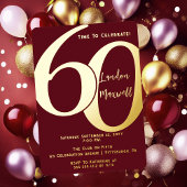Minimalistische typografie 60 60ste verjaardagsfee folie uitnodiging