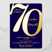 Minimalistische typografie 70 70ste verjaardagsfee folie uitnodiging (Voorkant)