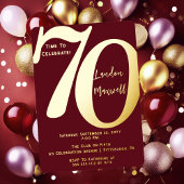 Minimalistische typografie 70 70ste verjaardagsfee folie uitnodiging