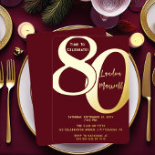 Minimalistische typografie 80 80ste verjaardagsfee folie uitnodiging