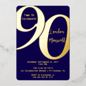 Minimalistische typografie 90 90ste verjaardagsfee folie uitnodiging (Voorkant)