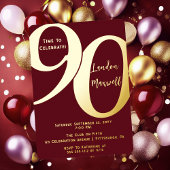 Minimalistische typografie 90 90ste verjaardagsfee folie uitnodiging