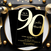 Minimalistische typografie 90 90ste verjaardagsfee folie uitnodiging