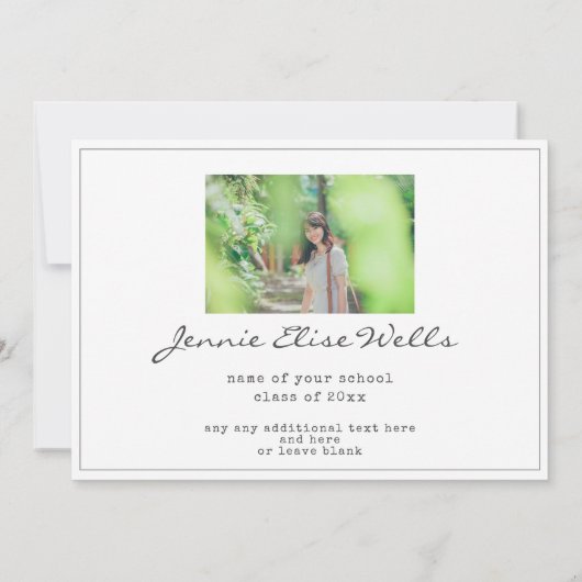 Minimalistische typografie Afstuderen 2 Foto Afstu Aankondiging (Achterkant)