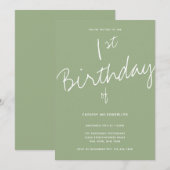 Minimalistische typografie Baby Eerste Verjaardag Kaart (Voorkant / Achterkant)