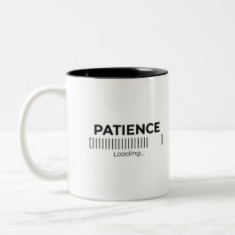 Minimalistische typografie balk voor het laden van tweekleurige koffiemok