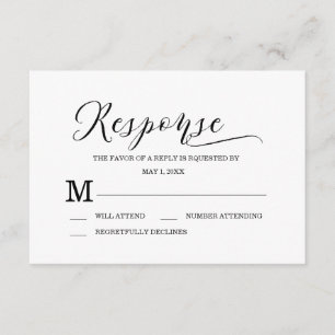 Minimalistische typografie Black & White Response RSVP Kaartje