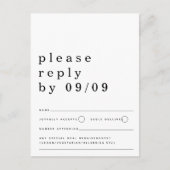 Minimalistische Typografie Black White Wedding RSV Briefkaart (Voorkant)