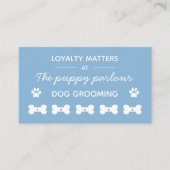 Minimalistische typografie blauwe hond trimmen loy visitekaartje (Voorkant)