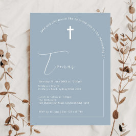 Minimalistische Typografie boog blauwe boog doop Kaart