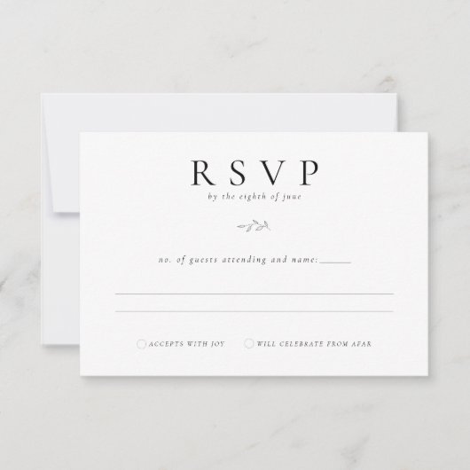 Minimalistische Typografie Botanische RSVP Respons (Voorkant)