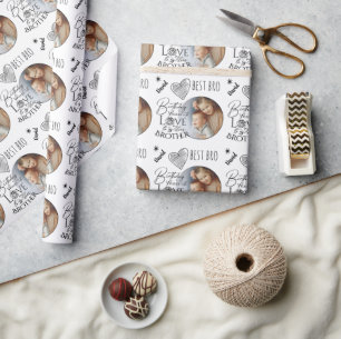 Minimalistische typografie broer verjaardag foto cadeaupapier