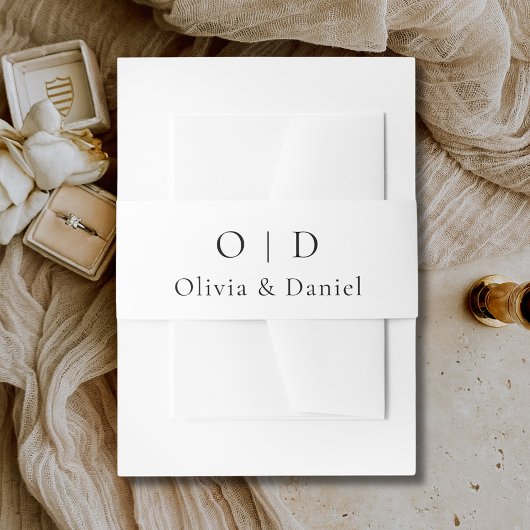 Minimalistische typografie Bruiloft Chique Zwart W Uitnodigingen Wikkel