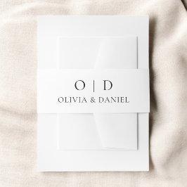 Minimalistische typografie Bruiloft Chique Zwart W Uitnodigingen Wikkel