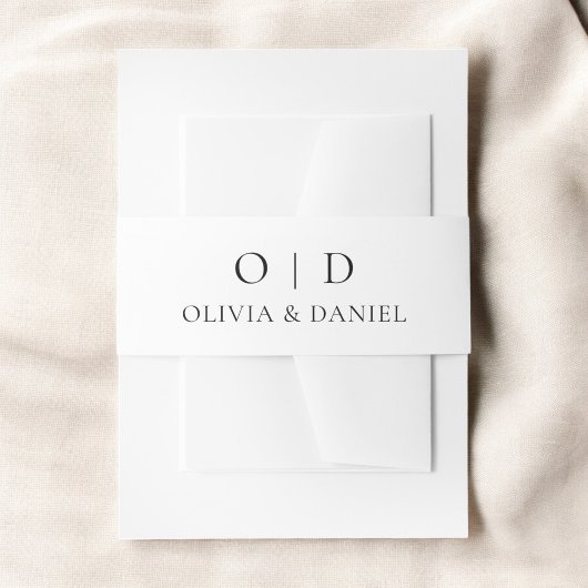 Minimalistische typografie Bruiloft Chique Zwart W Uitnodigingen Wikkel