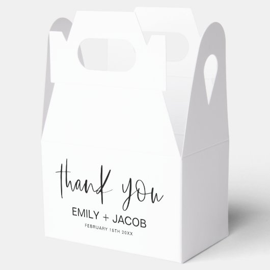 Minimalistische typografie bruiloft dank u bedankdoosjes (Geopend)