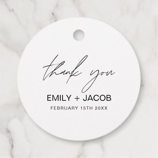 Minimalistische typografie bruiloft dank u bedankjes labels (Achterkant)