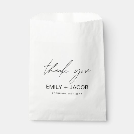 Minimalistische typografie bruiloft dank u bedankzakje (Voorkant)