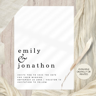 Minimalistische Typografie Bruiloft Zwart Wit Brui Save The Date