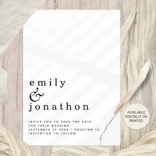 Minimalistische Typografie Bruiloft Zwart Wit Brui Save The Date