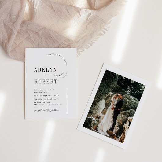 Minimalistische Typografie Budget Bruiloft Uitnodi Kaart