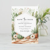 Minimalistische typografie Cactus Wedding Save The Date (Staand voorkant)