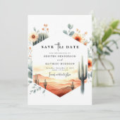 Minimalistische typografie Cactus Wedding Save The Date (Staand voorkant)