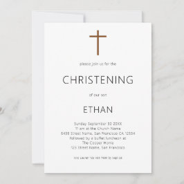 Minimalistische Typografie Cross Christening Kaart