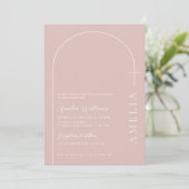 Minimalistische Typografie cross roos roze boogdoo Kaart (Staand voorkant)