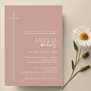 Minimalistische Typografie cross roos roze boogdoo Kaart