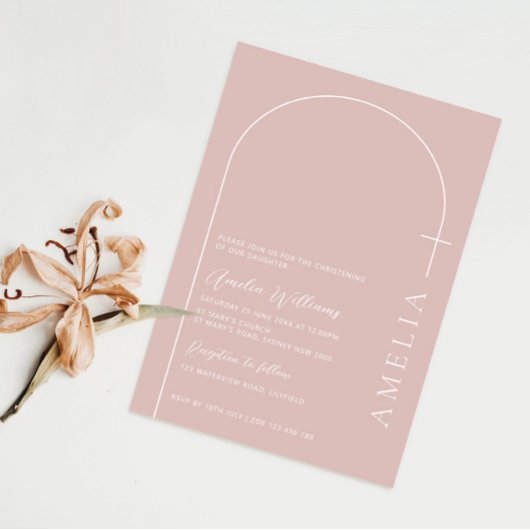 Minimalistische Typografie cross roos roze boogdoo Kaart