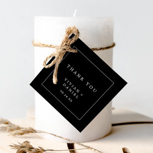 Minimalistische typografie   Donkerzwart Dank u Bedankjes Labels