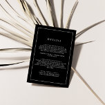 Minimalistische typografie | Donkerzwarte bruiloft Informatiekaartje<br><div class="desc">Deze minimalistische typografie donkerzwarte trouwdetails bijsluiter is perfect voor een eenvoudige bruiloft. Het moderne romantische ontwerp is voorzien van klassieke zwart-witte typografie.  in elke kleur. Houd het ontwerp eenvoudig en elegant,  zoals het is,  of personaliseer het door uw eigen afbeeldingen en illustraties toe te voegen.</div>