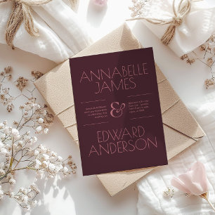 Minimalistische typografie Elegante bordeauxrode t Kaart